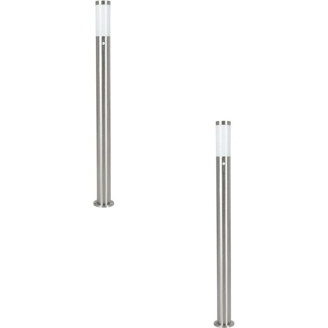 Loops 2 PACK IP44 Outdoor Bollard Light PIR Sensor Stainless Steel 1100mm Lamp Post in Metallics - image 1