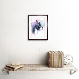 "Artery8 Wall Art Print Dog Boston Terrier Watercolour Art Framed 9x7 inch in Brown - Size: W7"" x H9""" - thumbnail 2