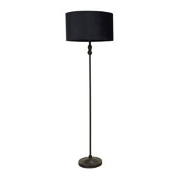 ValueLights Maggie Black Metal Candlestick Floor Lamp with Velvet Lamp Shade - thumbnail 2