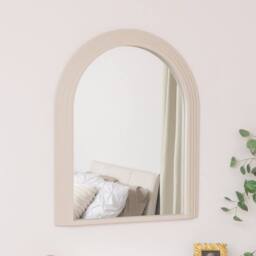 Melody Maison Large Beige Arched Wall Mirror - 90cm X 75cm - Size: 90 cm X 75 cm - thumbnail 1