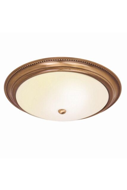 Netlighting Atlas 2 Light Flush Ceiling Light Antique Brass Acid Glass E27 in Gold - image 1