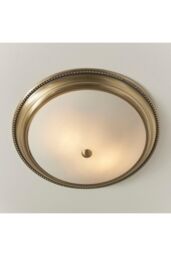 Netlighting Atlas 2 Light Flush Ceiling Light Antique Brass Acid Glass E27 in Gold - thumbnail 3