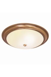 Netlighting Atlas 2 Light Flush Ceiling Light Antique Brass Acid Glass E27 in Gold - thumbnail 1