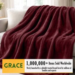 Grace Premium Soft Flannel Fleece Blanket Cozy Throw Blanket in Burgundy - Size: 150 cm × 200 cm - thumbnail 2