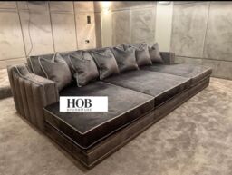 HOB Furniture Thomas Linear Luxury Cinema Sofa - 10ftx6ft in Dark Grey - thumbnail 1