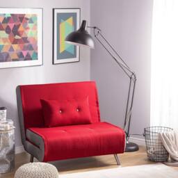Wyld and Coco Red Fabric Single Sofa Bed - Compact Fold-Out Sleeper - thumbnail 1