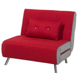 Wyld and Coco Red Fabric Single Sofa Bed - Compact Fold-Out Sleeper - thumbnail 5