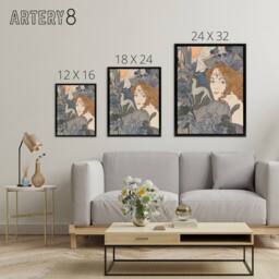 "Artery8 Homecoming Dream Painting Framed Canvas Wall Art Print Georges de Feure in Blue - Size: W12"" x H16""" - thumbnail 4