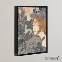 "Artery8 Homecoming Dream Painting Framed Canvas Wall Art Print Georges de Feure in Blue - Size: W12"" x H16""" - thumbnail 2