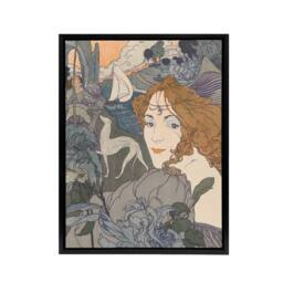 "Artery8 Homecoming Dream Painting Framed Canvas Wall Art Print Georges de Feure in Blue - Size: W12"" x H16""" - thumbnail 1