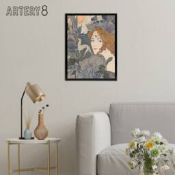 "Artery8 Homecoming Dream Painting Framed Canvas Wall Art Print Georges de Feure in Blue - Size: W12"" x H16""" - thumbnail 3