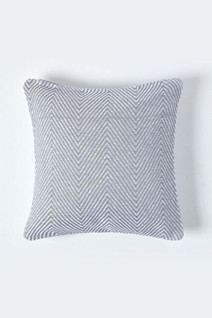 Homescapes Cotton Halden Cushion Cover in Grey - Size: 60 cm x 60 cm - image 1