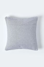 Homescapes Cotton Halden Cushion Cover in Grey - Size: 60 cm x 60 cm - thumbnail 1