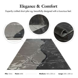 London Rug Company Mila Luxury Abstract Short Pile Rug in Grey - Size: 160 cm x 230 cm - thumbnail 4