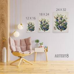 "Artery8 New Zealand Taraire Fruit Branch Featon Canvas Wall Art Print in Beige - Size: W12"" x H16""" - thumbnail 4