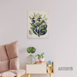 "Artery8 New Zealand Taraire Fruit Branch Featon Canvas Wall Art Print in Beige - Size: W12"" x H16""" - thumbnail 3