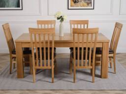Thats Furniture Dakot 182 x 92cm Oak Large Dining Table & 6 Harvard Chairs in Brown - Size: 182 x 92 cm - thumbnail 2