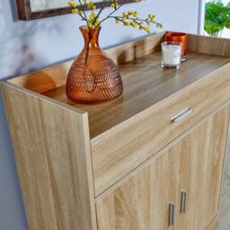 Home Source Shoe Storage Cabinet Cupboard 2 Door Hallway Organiser Compact in Brown - thumbnail 9