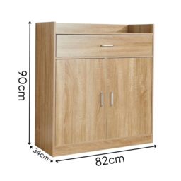 Home Source Shoe Storage Cabinet Cupboard 2 Door Hallway Organiser Compact in Brown - thumbnail 4