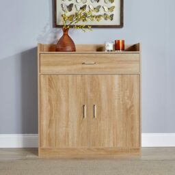 Home Source Shoe Storage Cabinet Cupboard 2 Door Hallway Organiser Compact in Brown - thumbnail 6