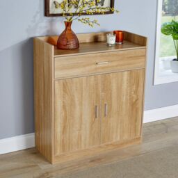 Home Source Shoe Storage Cabinet Cupboard 2 Door Hallway Organiser Compact in Brown - thumbnail 5