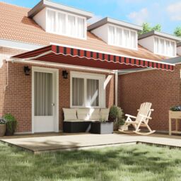 Berkfield Home Manual Retractable Awning Orange & Brown 450x300 cm - thumbnail 3