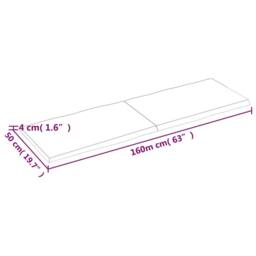 Berkfield Home Table Top Dark Grey 160x50x(2-4) cm Treated Solid Wood Live Edge in Dark Brown - thumbnail 9
