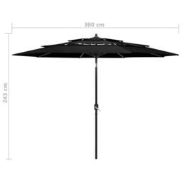 Berkfield Home Harmful 3-Tier Parasol with Aluminium Pole Black 3 m - thumbnail 8