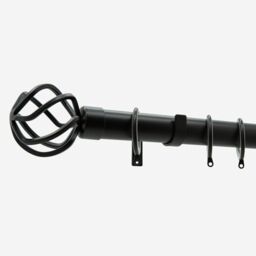 New Edge Blinds Matt Black 28mm Cage Fixed Length Metal Curtain Pole in Jet Black - Size: 450 cm - thumbnail 2