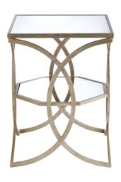 Orsina Elegant Cross Design Side Table, Sturdy Small Table For Livingroom, Durable Bed Side Table For Bedroom in Silver
