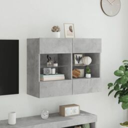 Berkfield Home TV Wall Cabinet with LED Lights Concrete Grey 78.5x30x60.5 cm - thumbnail 5