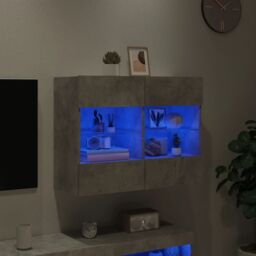 Berkfield Home TV Wall Cabinet with LED Lights Concrete Grey 78.5x30x60.5 cm - thumbnail 4