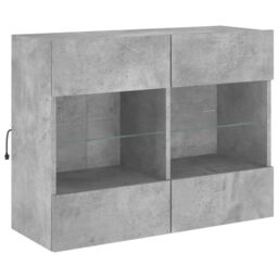 Berkfield Home TV Wall Cabinet with LED Lights Concrete Grey 78.5x30x60.5 cm - thumbnail 3