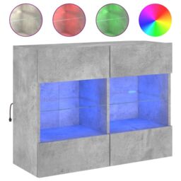 Berkfield Home TV Wall Cabinet with LED Lights Concrete Grey 78.5x30x60.5 cm - thumbnail 2
