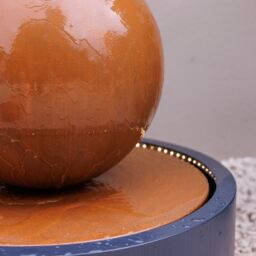 Primrose Melincourt Galvanised Zinc Sphere Water Feature with LED Lights 60cm in Brown - thumbnail 5