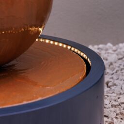 Primrose Melincourt Galvanised Zinc Sphere Water Feature with LED Lights 60cm in Brown - thumbnail 6