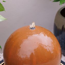 Primrose Melincourt Galvanised Zinc Sphere Water Feature with LED Lights 60cm in Brown - thumbnail 7