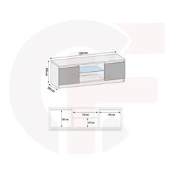 Mex Furniture LTD TV Unit Aura 120cm - White & Grey Gloss Doors & LED Lights - thumbnail 4