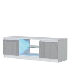 Mex Furniture LTD TV Unit Aura 120cm - White & Grey Gloss Doors & LED Lights - thumbnail 6