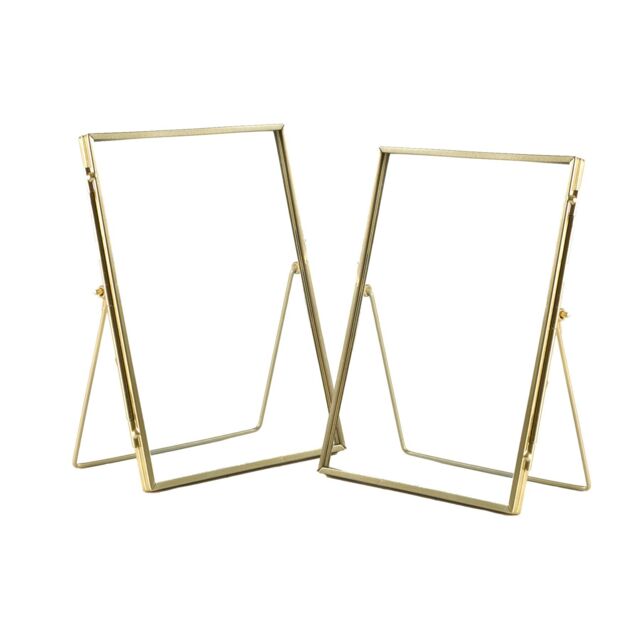 "Nicola Spring 2x Standing Metal Photo Frames - 6"" x 8"" Picture Display Poster Frame in Gold" - image 1