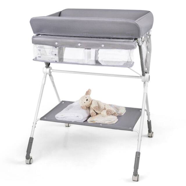 Costway Diaper Changing Station Foldable Baby Changing Table-Grey in Grey - image 1