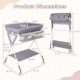 Costway Diaper Changing Station Foldable Baby Changing Table-Grey in Grey - thumbnail 2