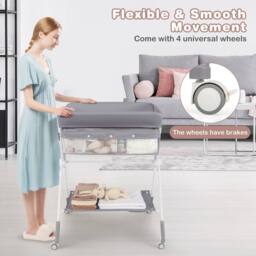 Costway Diaper Changing Station Foldable Baby Changing Table-Grey in Grey - thumbnail 8