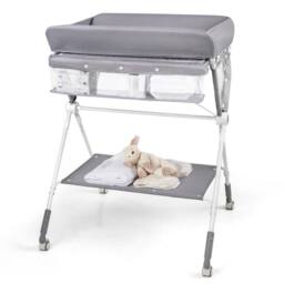 Costway Diaper Changing Station Foldable Baby Changing Table-Grey in Grey