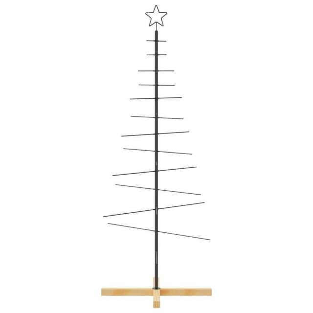 Berkfield Home Metal Christmas Tree with Wooden Base Black 150 cm - image 1