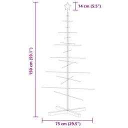 Berkfield Home Metal Christmas Tree with Wooden Base Black 150 cm - thumbnail 7