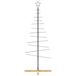 Berkfield Home Metal Christmas Tree with Wooden Base Black 150 cm