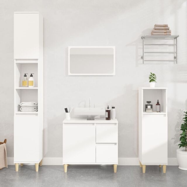 Berkfield Home 3 Piece Bathroom Cabinet Set White Engineered Wood - image 1