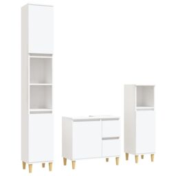 Berkfield Home 3 Piece Bathroom Cabinet Set White Engineered Wood - thumbnail 2