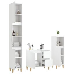 Berkfield Home 3 Piece Bathroom Cabinet Set White Engineered Wood - thumbnail 4